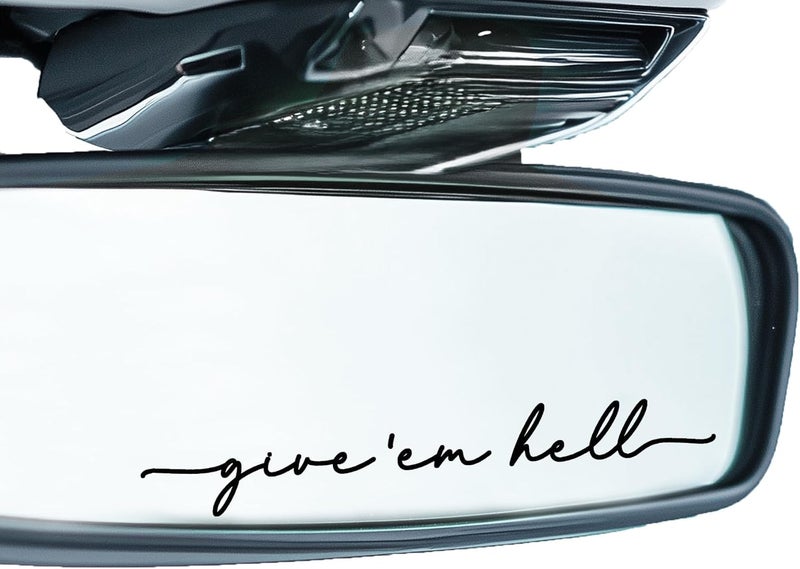 CYLDGNS 3 x Car Rear Mirror Vinyl Decal Stickers Water Bottle Decor Cute Laptop Sticker Aesthetic Tumbler Positive Affirmation Decal Car Rearview for Women Gift for Her (Black, Give Em Hell) - Image 1